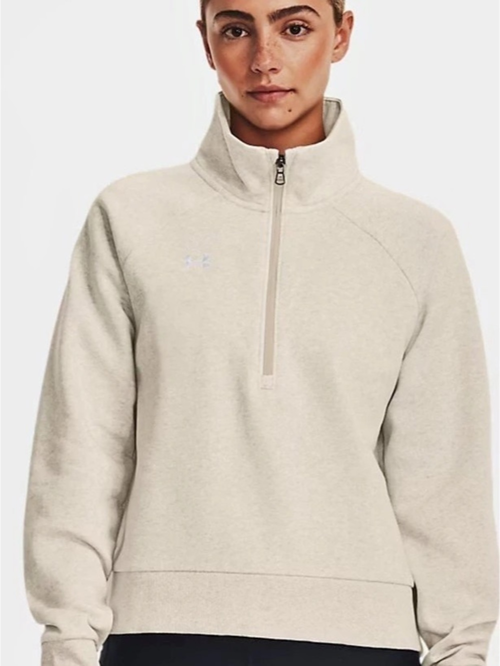 Under Armour Women's UA Rival Fleece Half-Zip Sweatshirt Cream oatmeal heather